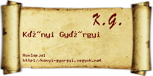 Kányi Györgyi névjegykártya